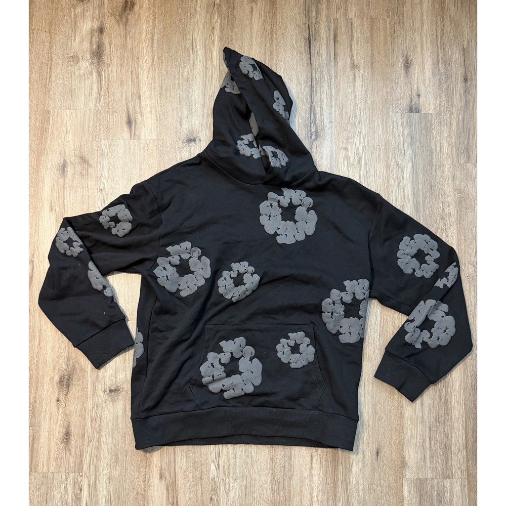 Denim Tears Men's Black Graphic Print Pullover Hoodie Long Sleeve Size L
